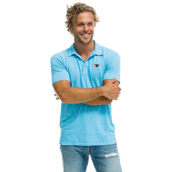Aviator Nation Men’s Sky Blue Polo Shirt Small Lightweight Logo Cotton Tee - Picture 5 of 15
